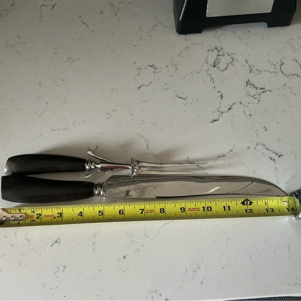 Vintage Leppington cutters Sheffield England carving knife set of 2 horn handles